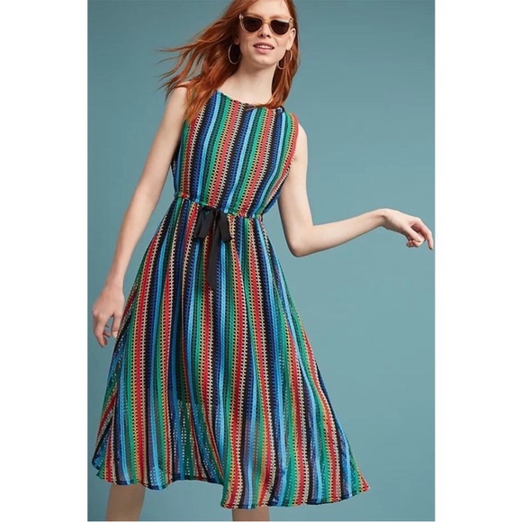 Anthropologie Eva Franco Crocheted
Maxi Dress Womens 2 Rainbow Multi
Lined Boho - Picture 1 of 10
